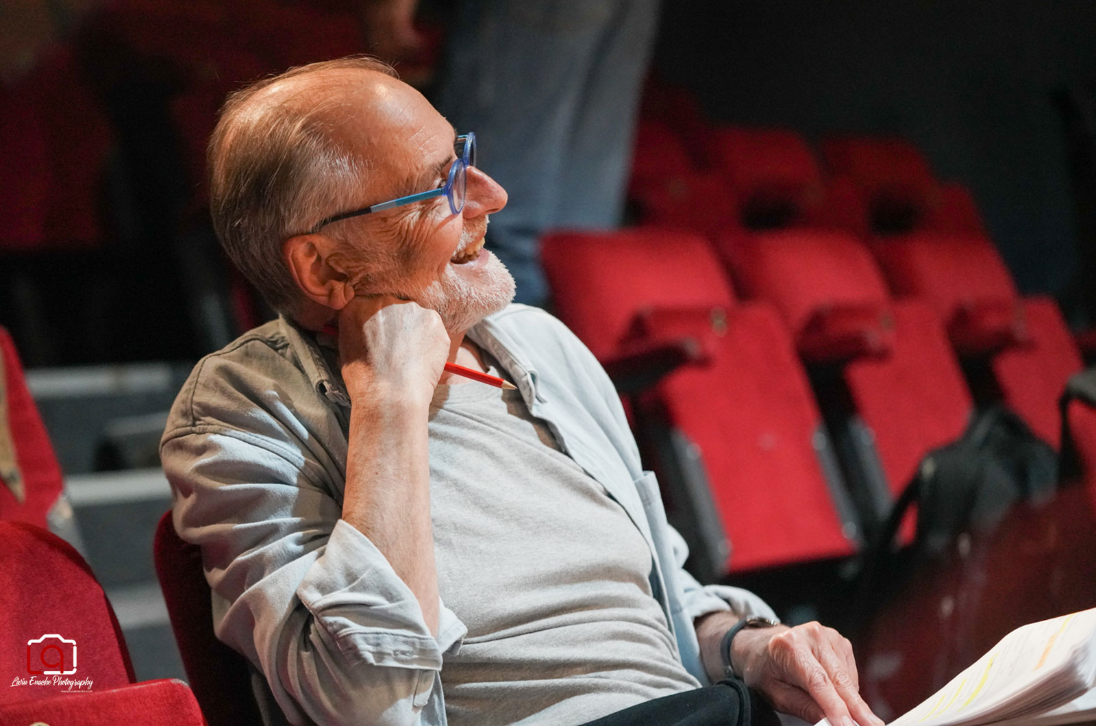 Gareth Armstrong in front of bookcase